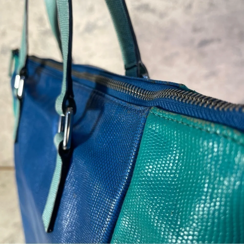 Marc by Marc Jacobs Blue/Green Lizard Stamped Leather Take Me Tote